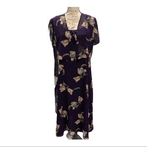 Dana Buchman Petite Purple Silk Floral Maxi size Petite 12